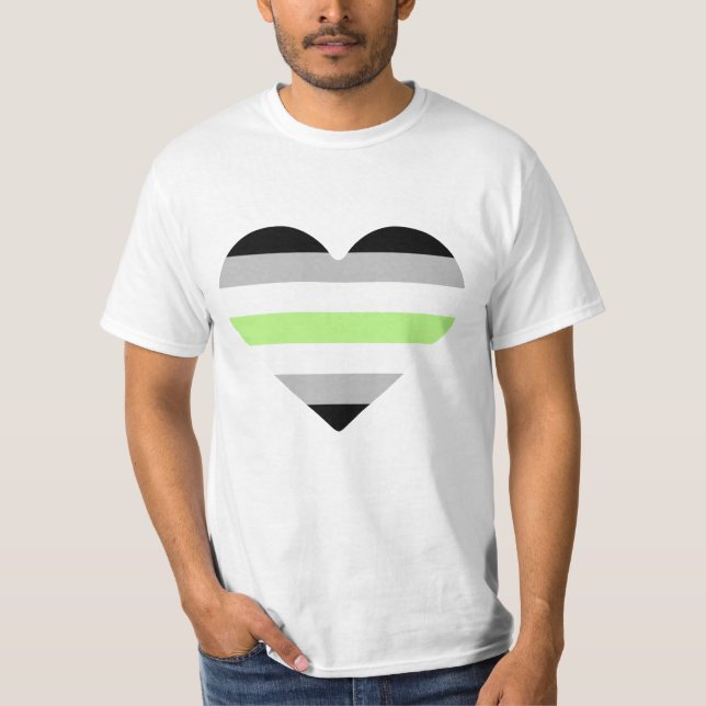 Agender Pride Flagga Hjärta T Shirt (Framsida)