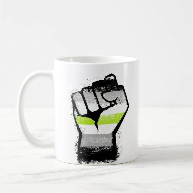 Agender Pride Knutna Nävar Kaffemugg (Vänster)