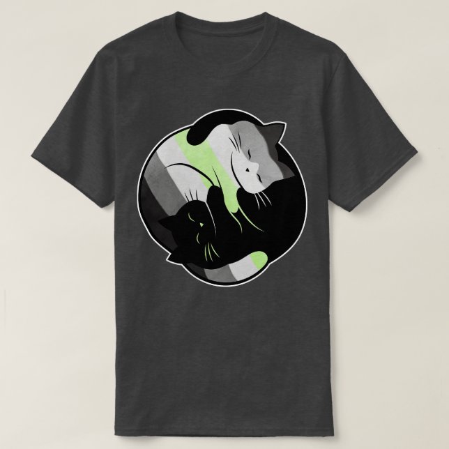 Agender Yin Yang Cat T Shirt (Design framsida)