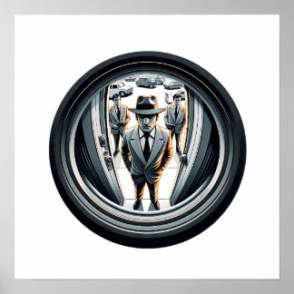 Agent i Grått vid dörren | Fisheye Poster