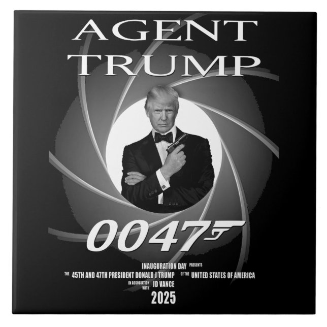 Agent president Donald Trump Invigningsdag 47 Kakelplatta (Framsidan)