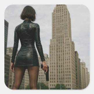 Agentin Black Poster Fyrkantigt Klistermärke