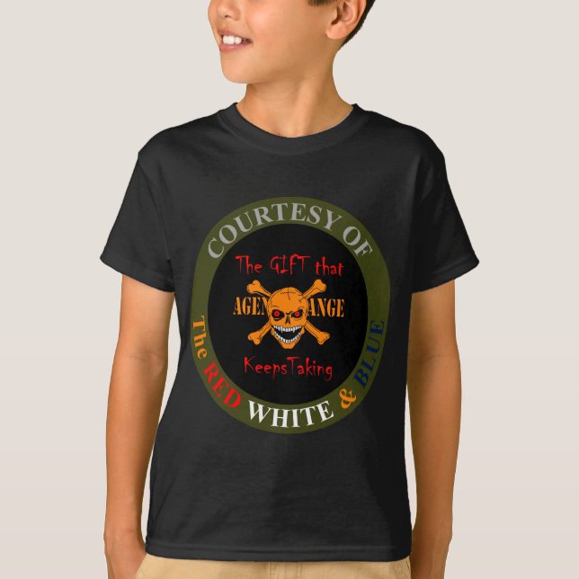Agentorange - skalle och korsade ben t shirt (Framsida)