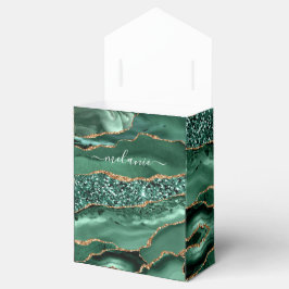 Agera Grönt Guld Glitter Geode Marble ditt namn Presentaskar