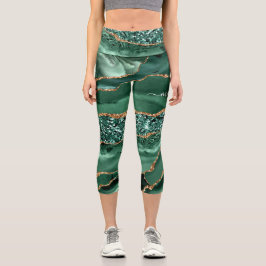 Agera Grönt Guld Glitter Marble ditt namn Leggings