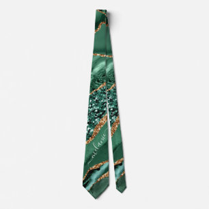 Agera Grönt Guld Glitter Marble Neck Tie Ditt namn Slips
