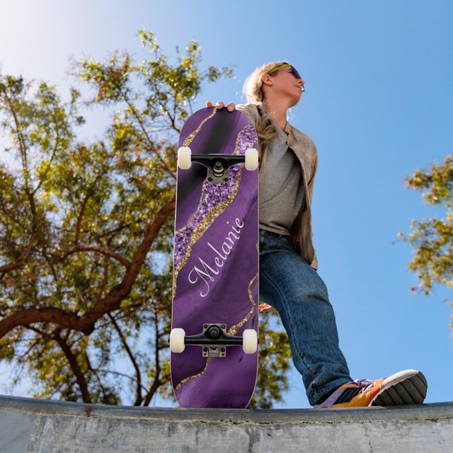 Agera Lila Guld Anpassat namn Skateboard Gift (Utomhus 1)