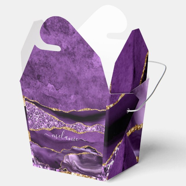 Agera Lila Guld Glitter Anpassad namnruta Presentaskar (Öppnad)