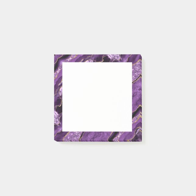 Agera Lila Guld Glitter Marble Sticky Notes Post-it Block (Framsida)