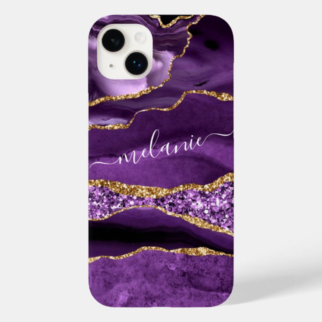 Agera Lila Guld Marble Custom Name iphone case (Baksida)