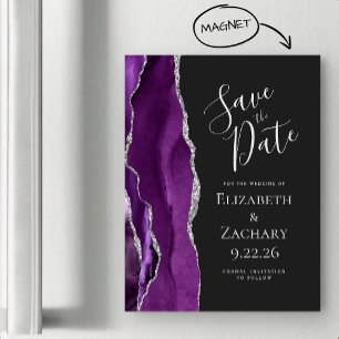 Agera Lila Silver Mörk Magnetic Save Date