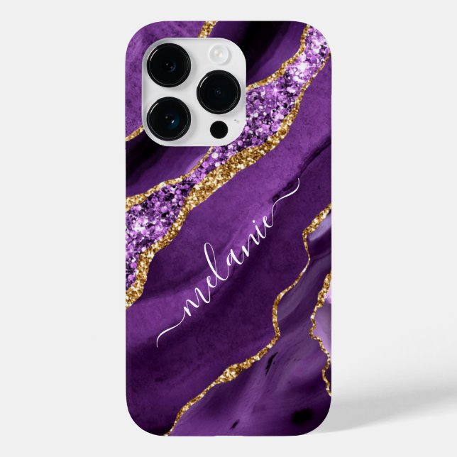 Agera Lila Violet Guld Glitter Din namngåva (Baksida)