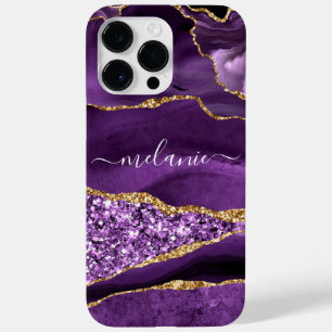 Agera Lila Violet Guld Glitter Marble Ditt namn