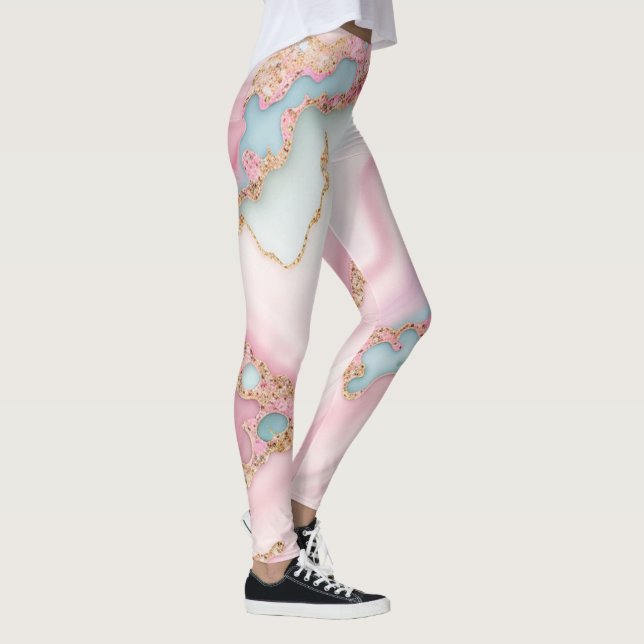 Agera marble Modern Blue Rosa Guld Collection Leggings (Höger)