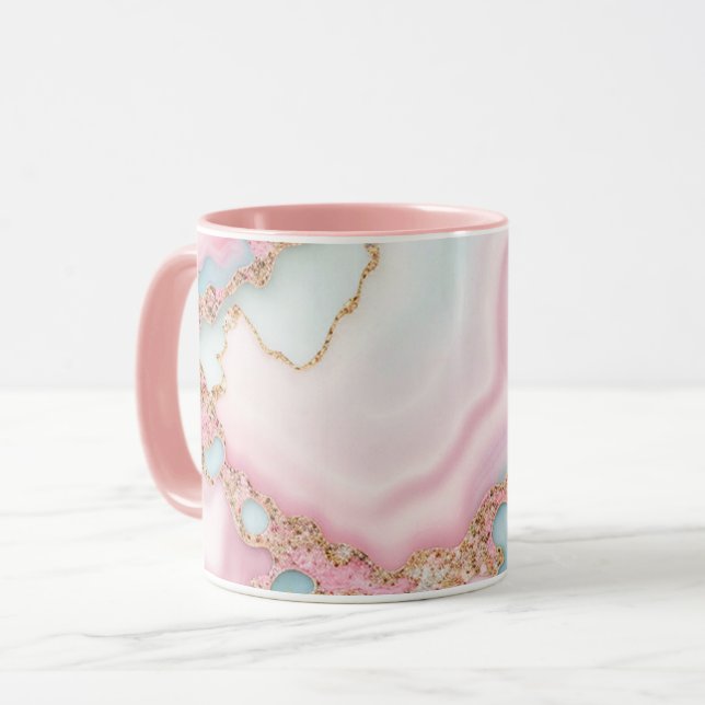 Agera marble Modern Blue Rosa Guld Collection Mugg (Framsida vänster)