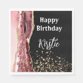 Agera  Rosa, Svarta Ro Guld, Glitter, födelsedag Pappersservett