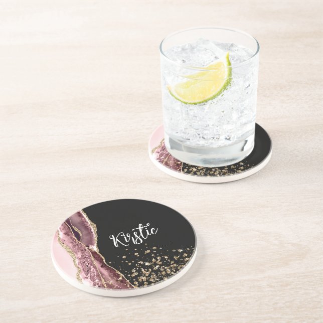 Agera  Rosa Svarta Ro Guld Glitter Underlägg (Sidan)