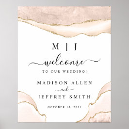Agera välkomstskylt för  Bröllop i Glitter och Gul Poster
