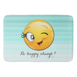 Agervärd Winking Emoji Ansikte-be lycklig alltid Badrumsmatta