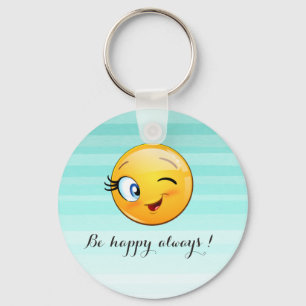 Agervärd Winking Emoji Ansikte-be lycklig alltid Nyckelring