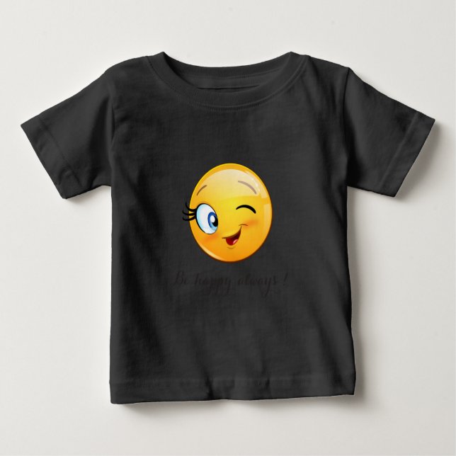 Agervärd Winking Emoji Ansikte-be lycklig alltid Tee (Framsida)