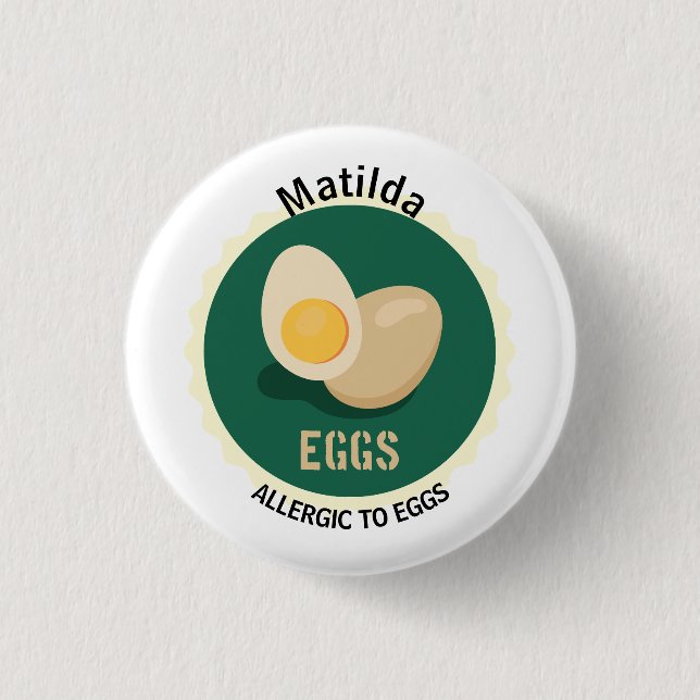 Ägg Allergy Alert Editable Namn Knapp (Framsida)