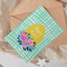 Ägg av blommigt orange av glad påsk, rustisk 