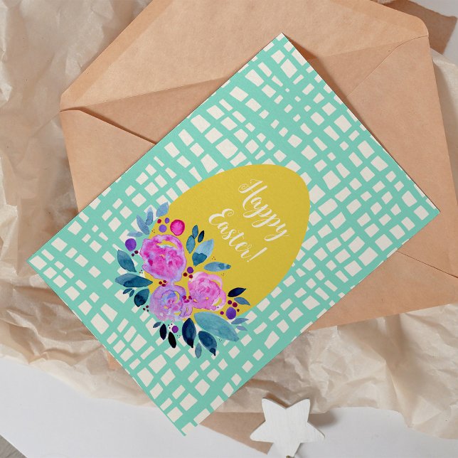 Ägg av blommigt orange av glad påsk, rustisk  julkort (Skapare uppladdad)