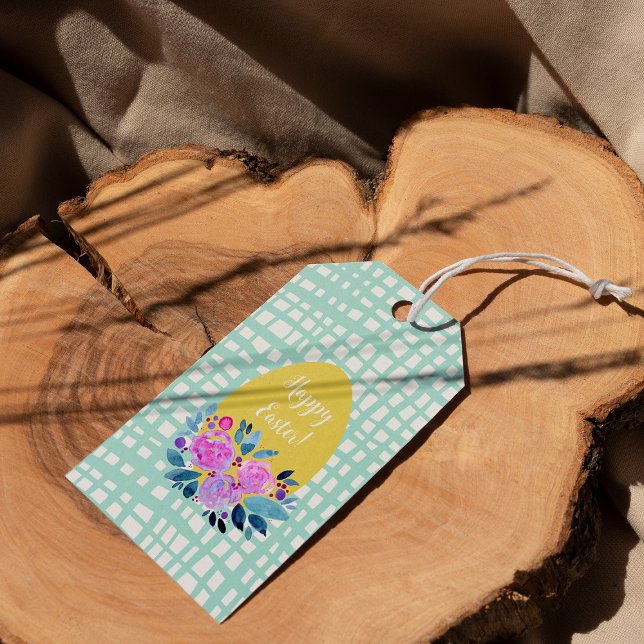 Ägg av blommigt orange av glad påsk, rustisk  presentetikett (Skapare uppladdad)