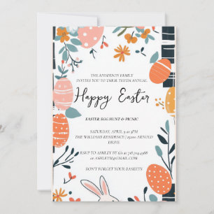 Ägg av Elegant och blommigt Glad påsk Inbjudningar
