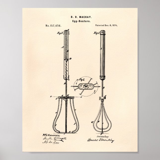 Ägg Beaters 1874 Patent Art - Old Peper Poster (Framsidan)