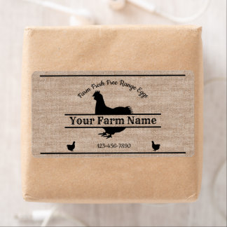 Ägg Carton Label Burlap Chicken Farmhouse Fraktsedel