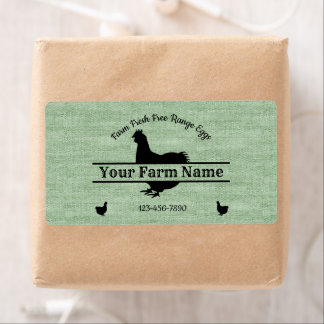 Ägg Carton Label Chicken Farmhouse Grönt Burlap Fraktsedel