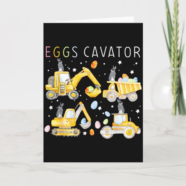 Ägg Cavator Konstruktion Fordon Kanin Glad Öst Kort (Framsida)