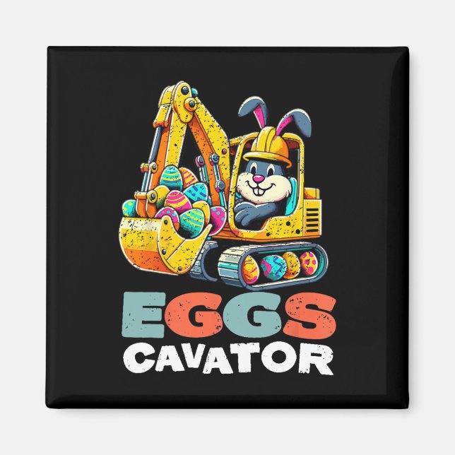 Ägg Cavator Påskharen Grävmaskin  Magnet (Framsidan)