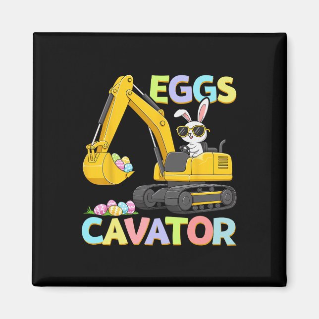 Ägg Cavator Påskharen Grävmaskin Rolig Kanin B Magnet (Framsidan)