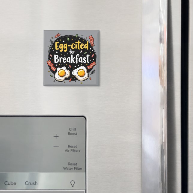 Ägg-exalterad för frukost Rollig matlovers-pun-des Magnet (In Situ (Fridge))