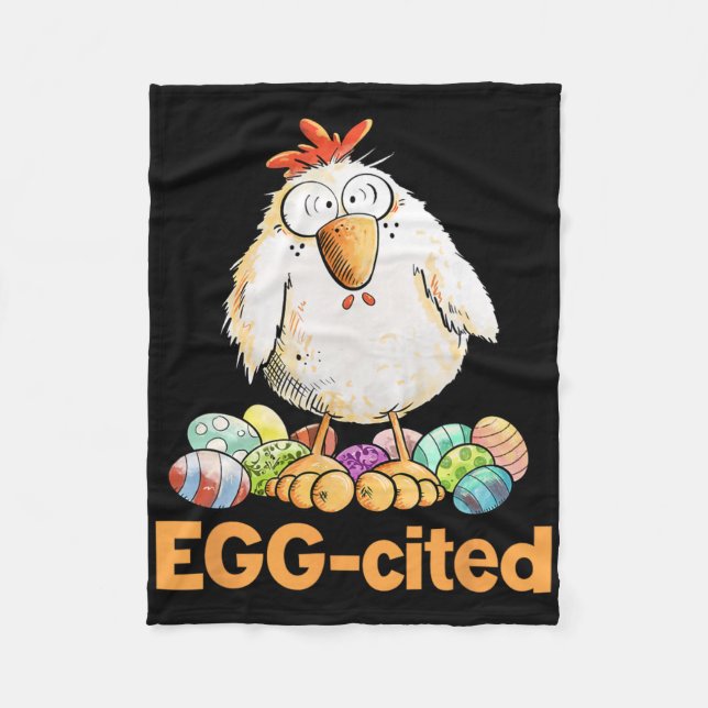 Ägg-exalterad rolig påskkycklingdesign  fleecefilt (Framsidan)