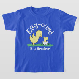 Ägg-exalterad storebror söt syskon blå t-shirt