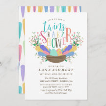 Ägg & färgrik fjädertwillingarbaby shower