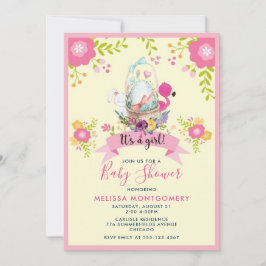 Ägg, Flamingo, Kanin och Blommor Baby Shower Inbjudningar