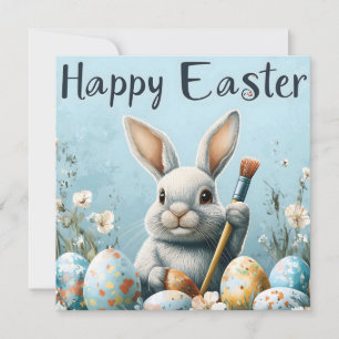 Ägg för färgning av Cute Påskhare: Springtime Art Julkort