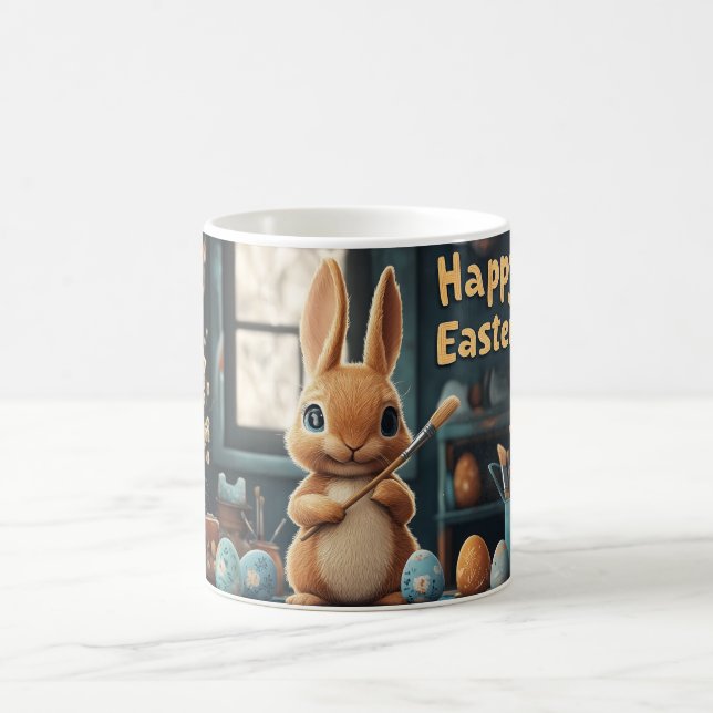Ägg för färgning av Cute Påskhare: Springtime Art Kaffemugg (Center)