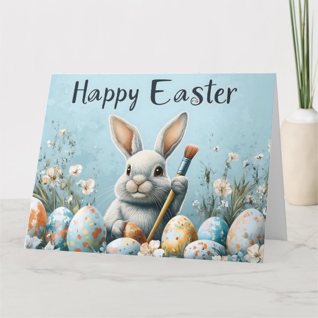 Ägg för färgning av Cute Påskhare: Springtime Art Kort (Framsida)