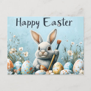 Ägg för färgning av Cute Påskhare: Springtime Art Vykort
