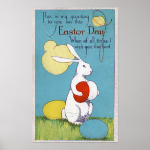 Ägg för innehav för påskGreetingEaster kanin Poster
