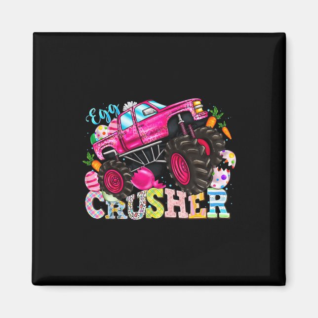Ägg Förstörande Påskdags Monster Truck Barn Vår  Magnet (Framsidan)