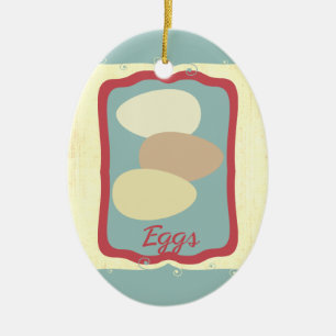 Ägg från julprydnad till frukost julgransprydnad keramik