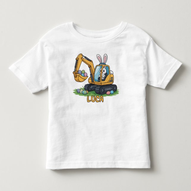 Ägg-Grävande Småbarn Påskägg T-Shirt (Framsida)