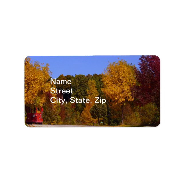 Ägg Harbour, WI Fall Season med Trolley Car Adressetikett (Framsidan)